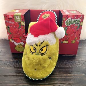 NEW Dr. Seuss The Grinch Santa Hat Christmas Ladies Slippers Women's Size 11/12
